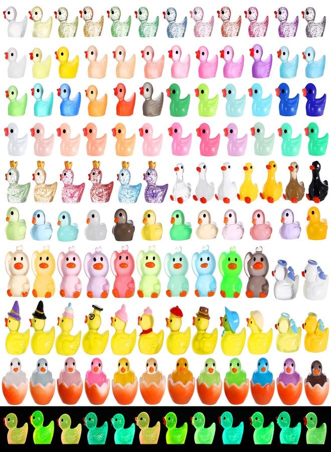 GGSTDDUP 109PCS Luminous Mini Resin Ducks, 10 Series Tiny Duck Bulk Glow in The Dark, Cute Tiny Ducks Resin Miniatures for Fairy Garden, Dollhouse, Aquarium, Potted, Cake Topper, Miniature Landscape - Image 1